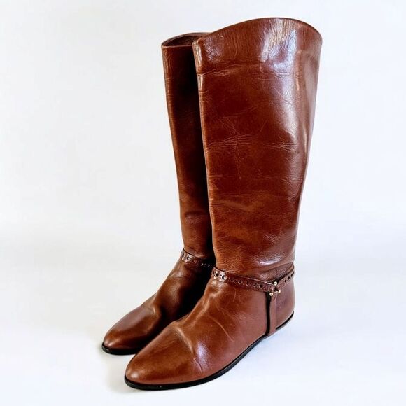 Etienne Aigner Vintage Alexis Brown Leather Harness Equestrian Riding Boots 7 - Picture 2 of 16